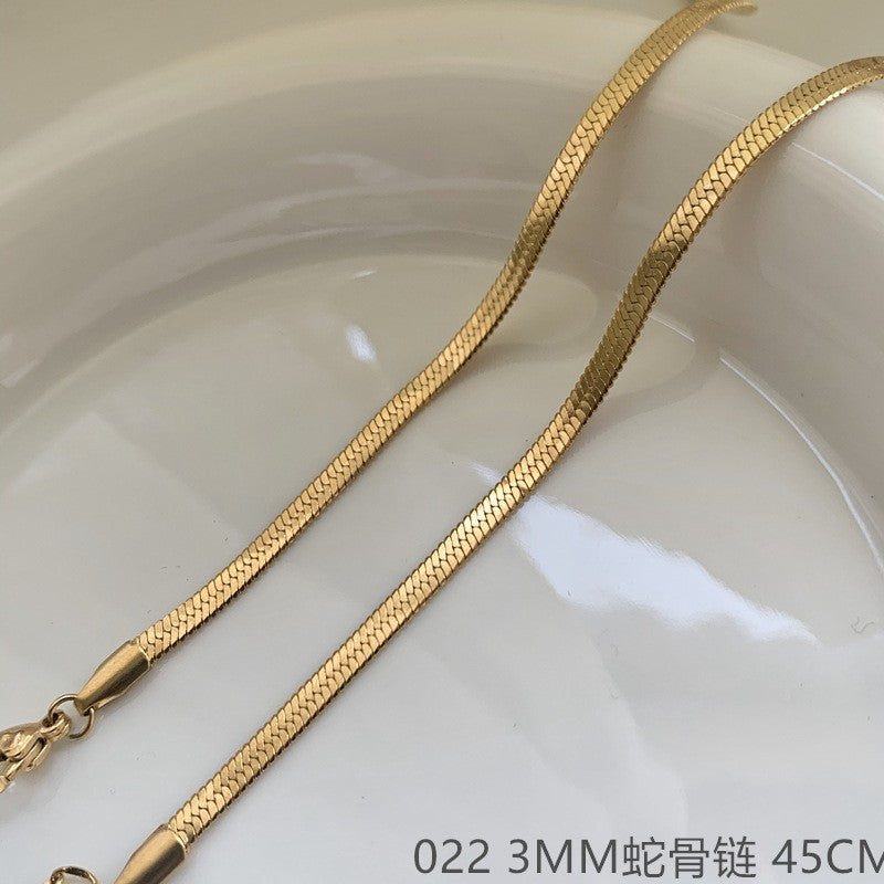 Wholesale Cross chain box chain snake bone chain titanium steel plated 24k golden sunflower clavicle chain