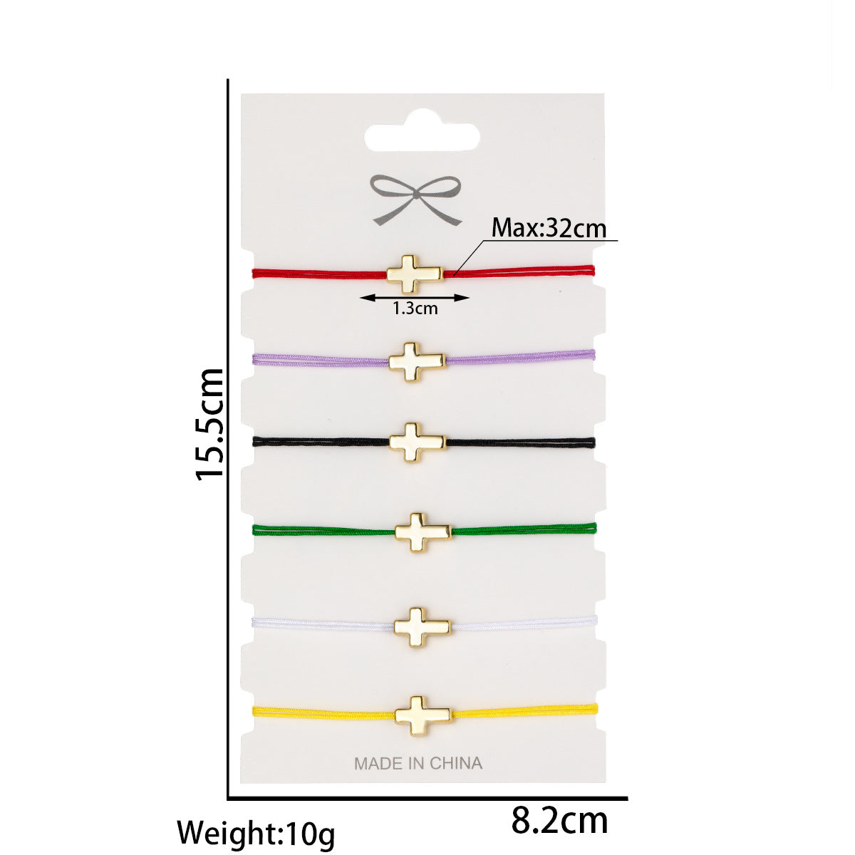 Wholesale Cross Colorful Braided Rope Multi-Piece Card Bracelet