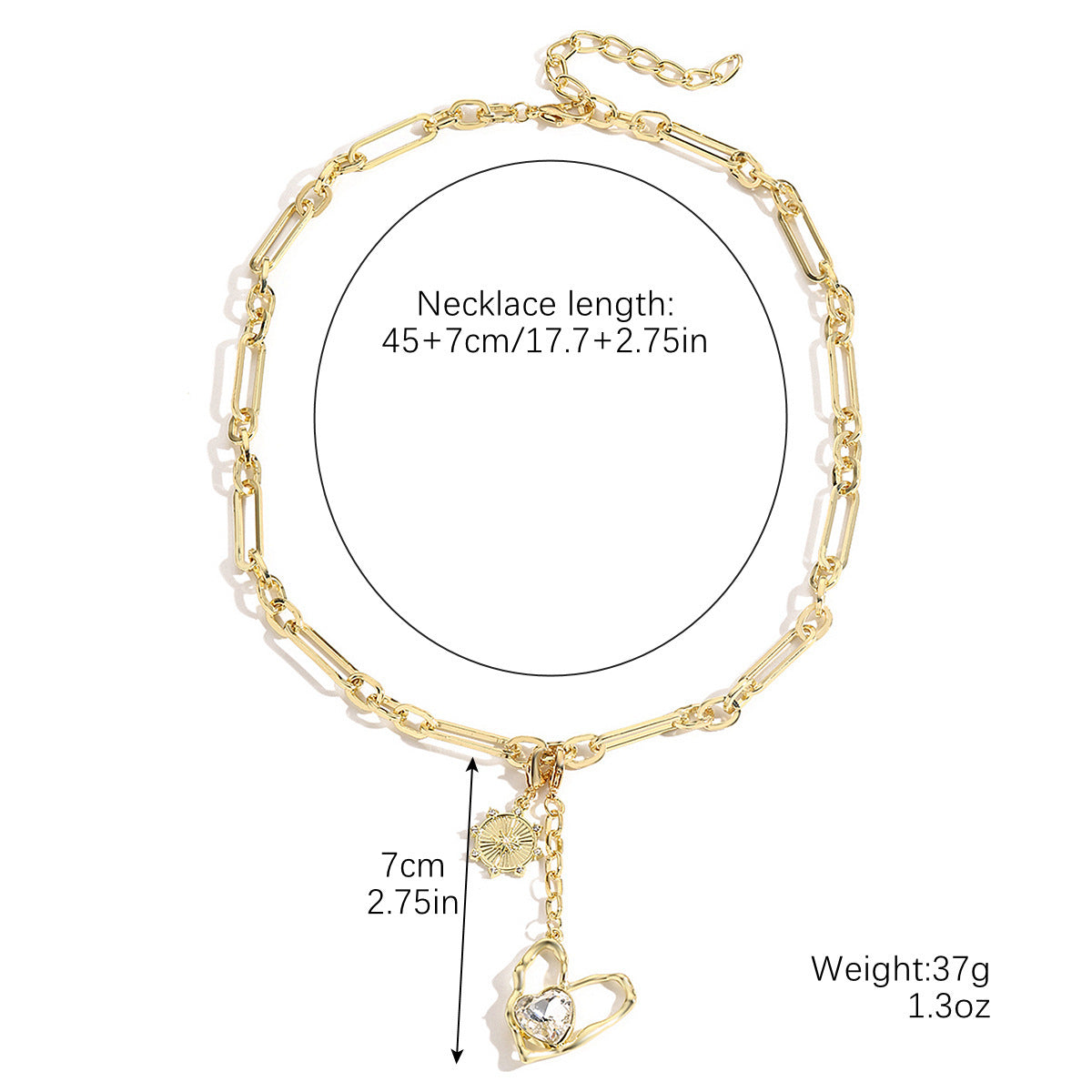 Wholesale Jewelry Necklace Ins Niche Design Fashion Devil' s Eye Chain Inlaid with Zircon Design Heart Pendant