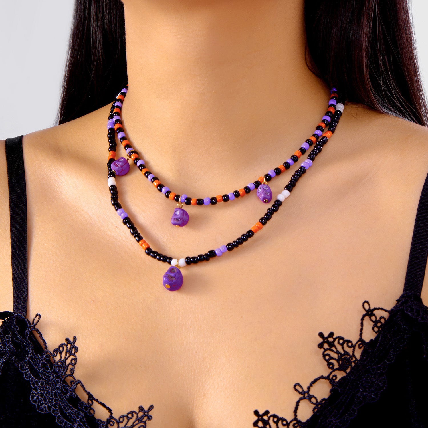 Großhandel Halloween Kürbiskopf Verstellbarer Reisperlenkette