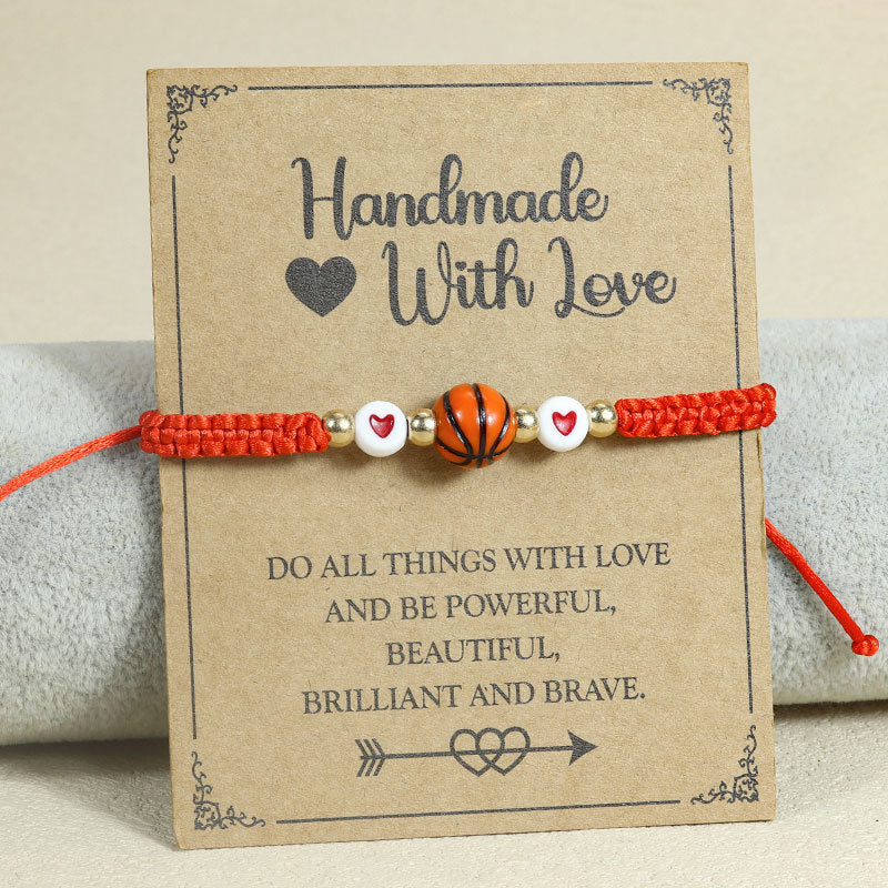 Wholesale Braided rope basketball heart bracelet