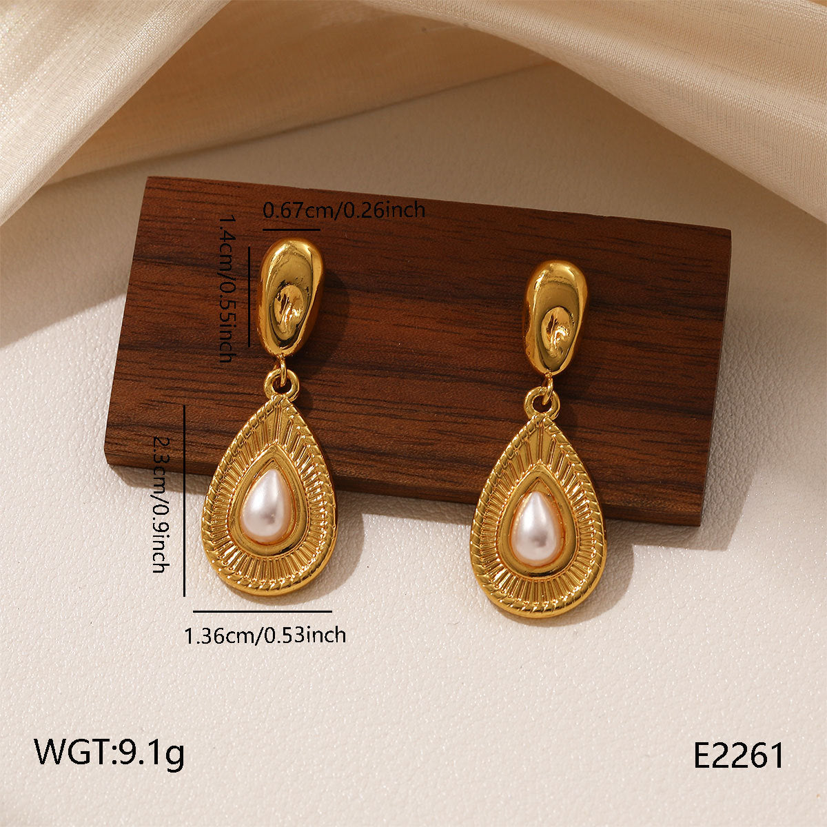 Wholesale Titanium Steel Geometric Pearl Drop Earrings,  Party Wear Fashion Accessory for Boutique Resale