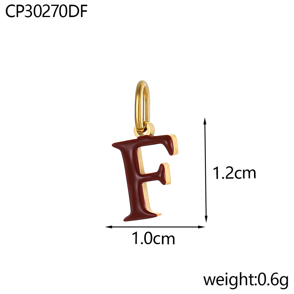 Wholesale Colorful 26 English letters oil-dripping stainless steel vacuum electroplating pendant