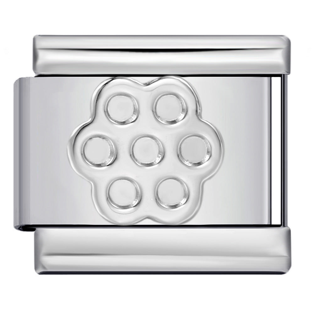 Wholesale  Italian moduleTitanium steel convex silver stamping pattern DIY bracelet