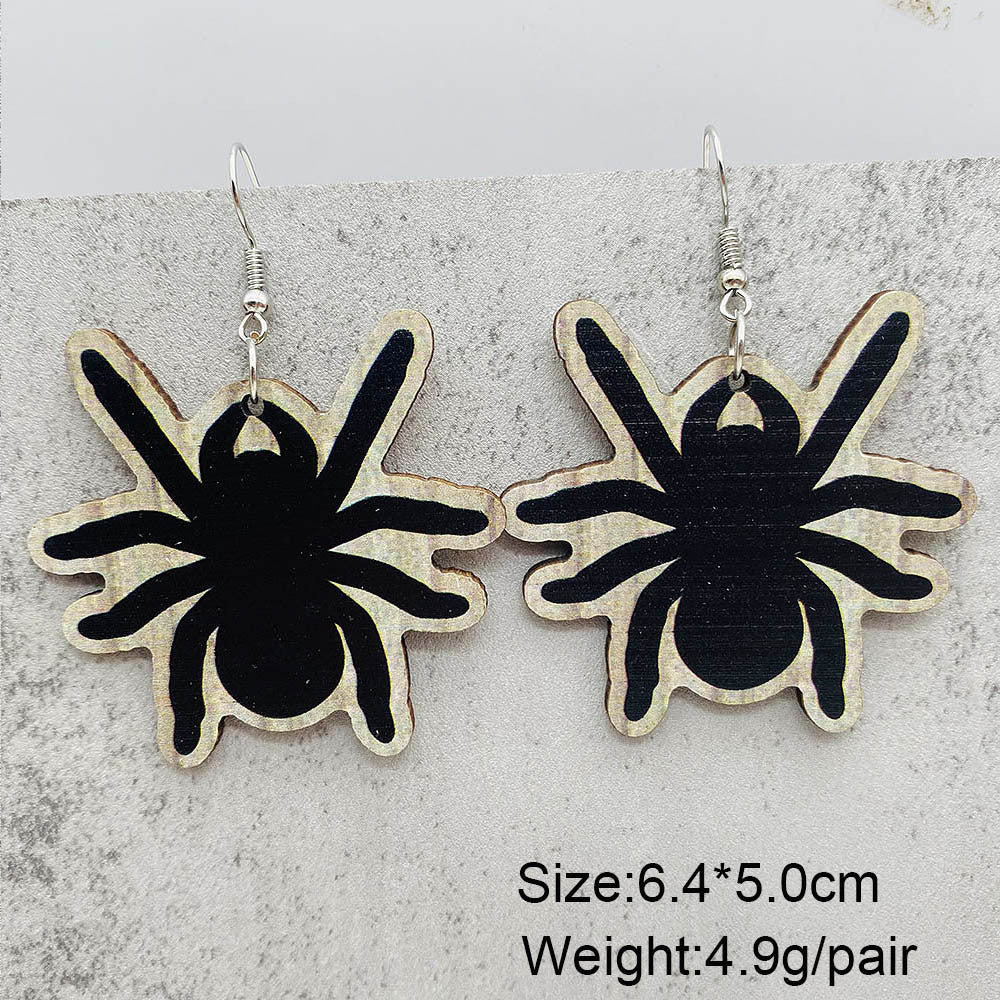 Wholesale  Halloween jewelry cartoon bat ghost pumpkin wood earrings