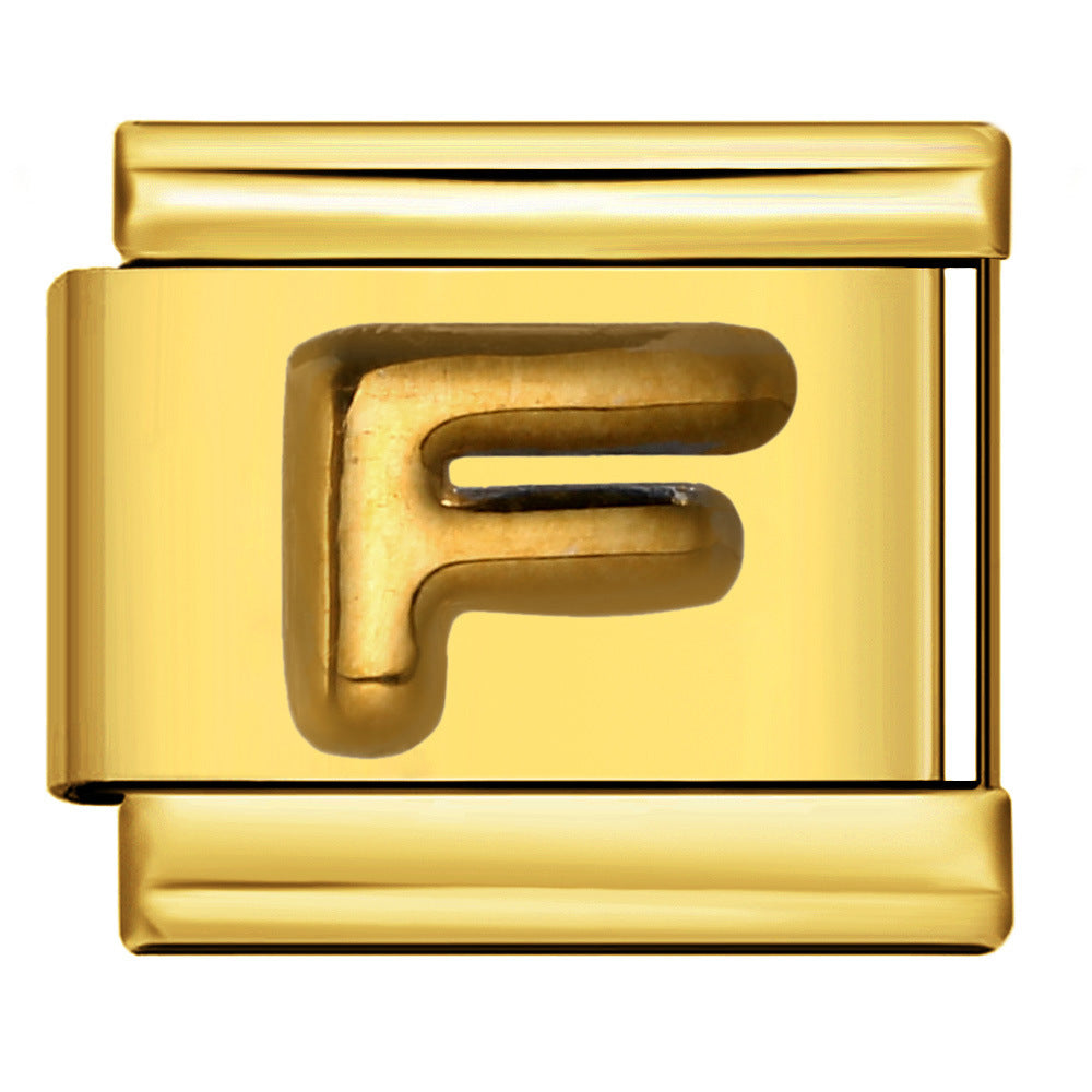 Wholesale Italian Charm Bracelet 9mm DIY Splicing Removable Raised Letters Stainless Steel Composable Bracelet