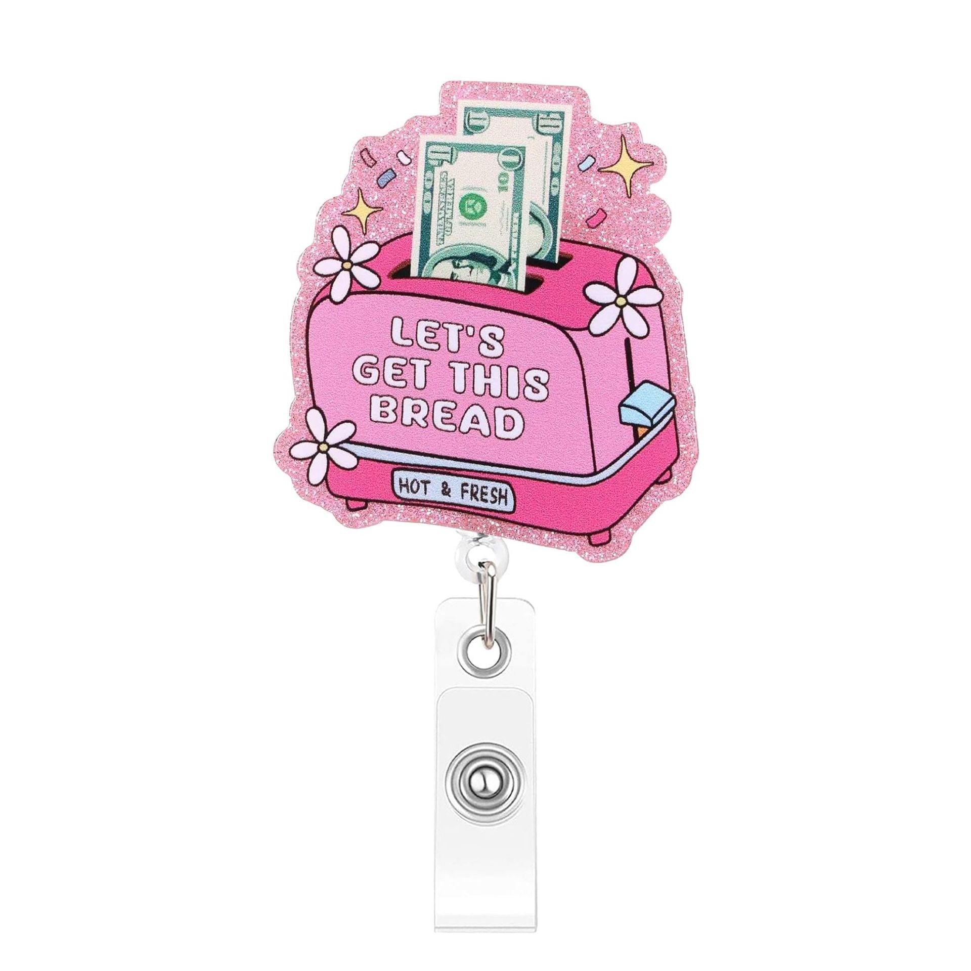 Wholesale Glitter Acrylic Retractable ID Card Holder Heart Design for Girls Fashion Accessory
