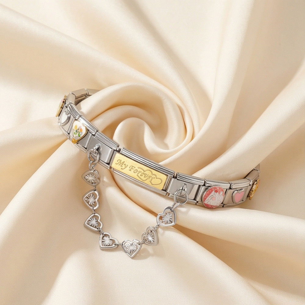 Wholesale Stainless Steel DIY Modular Bracelet Set Love Heart Design Wedding Jewelry Accessory For Boutique Resale