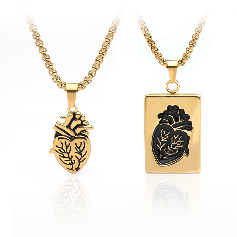 Wholesale  Creative Heart  Pendant Gold and Silver Necklace