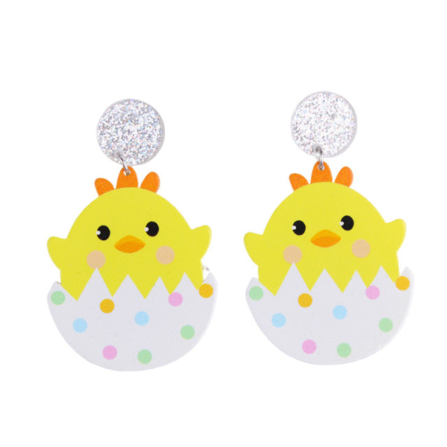 Wholesale 2PCS Acrylic Easter Carrot Chick Earrings