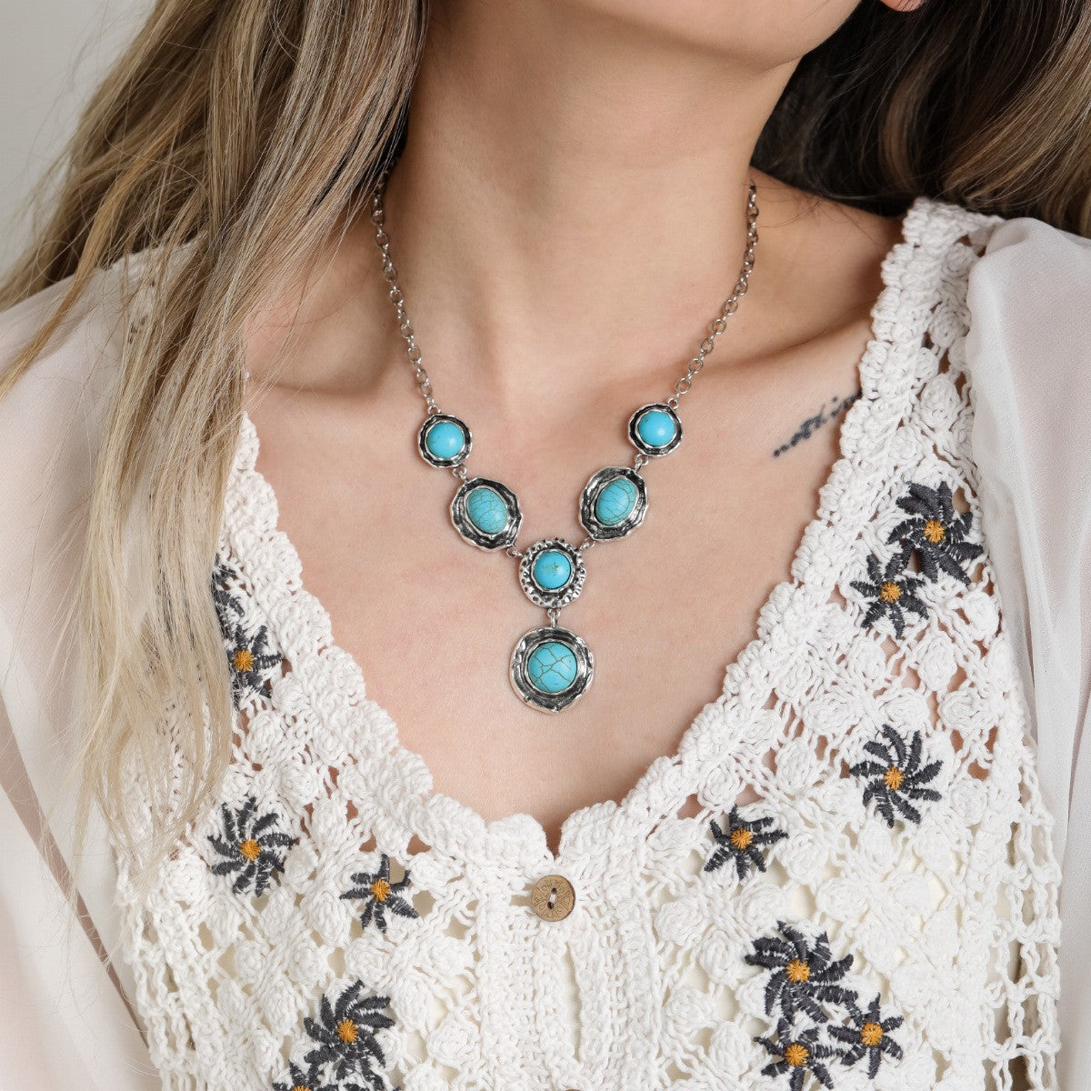 Wholesale Bohemian Vintage Ethnic Turquoise Necklace ACC-NE-JunJie014