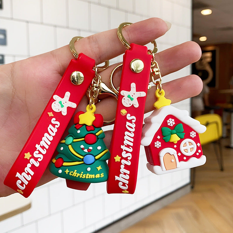 Wholesale Christmas Cartoon PVC Soft Santa Claus Christmas Tree Keychain Cute Keychain ACC-KC-ErLu017