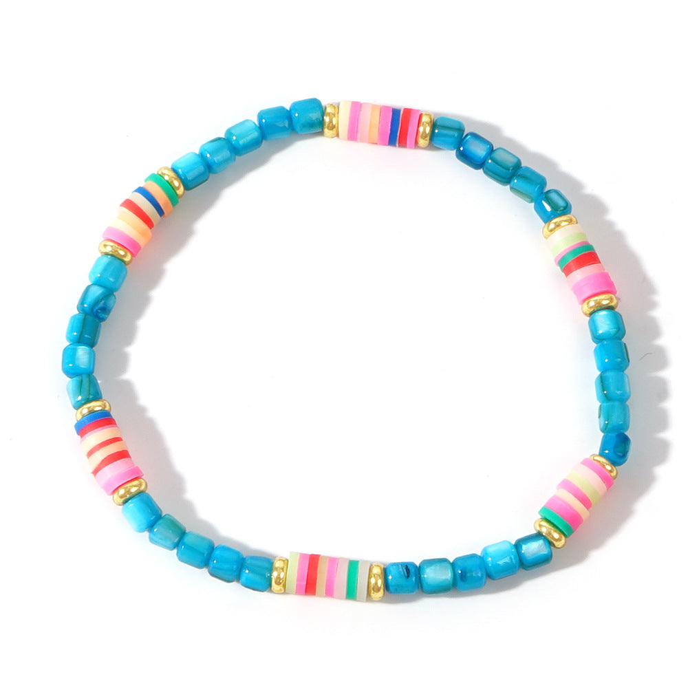 Bracelet de perle cylindrique perle coloré de glace colorée