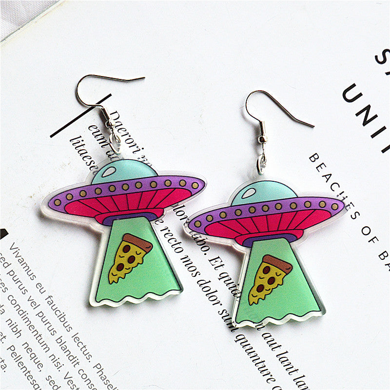 Wholesale Alien Spaceship Earrings Creative Funny Punk Style Cartoon Earrings Cute Earrings ACC-ES-XN018
