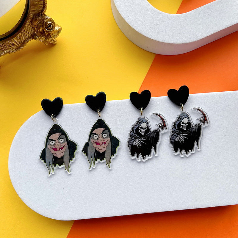 Wholesale Halloween Funny Horror Skull Ghost Acrylic Earrings ACC-ES-YingHao002