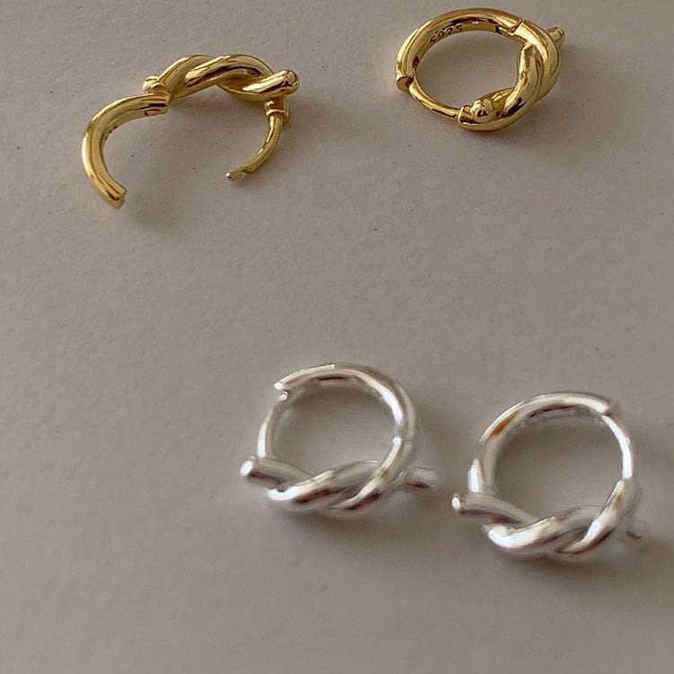 Wholesale Metal Electroplated Minimalist Knot Earrings Boutique Resale Jewelry Accessory