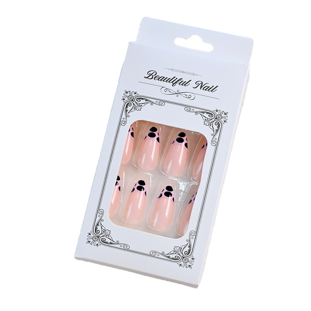 Wholesale Cartoon Bowknot Rhinestone Almond Short Square Press On Nails 24Pcs Trendy Fashion Accessory
