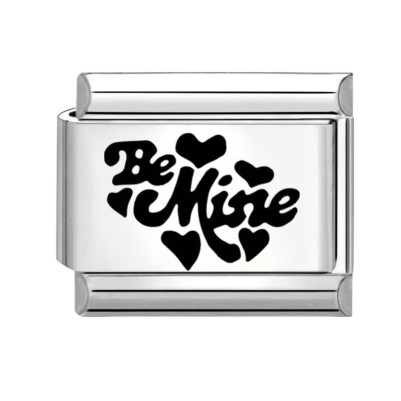 Wholesale Italian Charm Bracelet 9mm DIY Splicing Black and White Lettering Stainless Steel Composable Bracelet