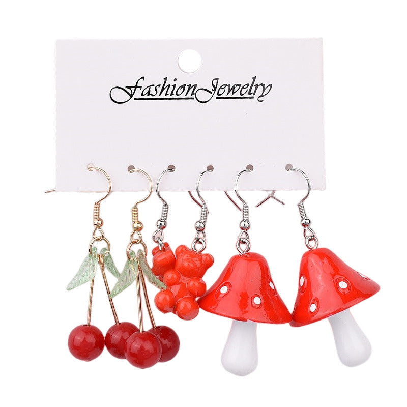 Wholesale Cartoon Butterfly Frog Strawberry Yellow Duck Acrylic Earrings Set