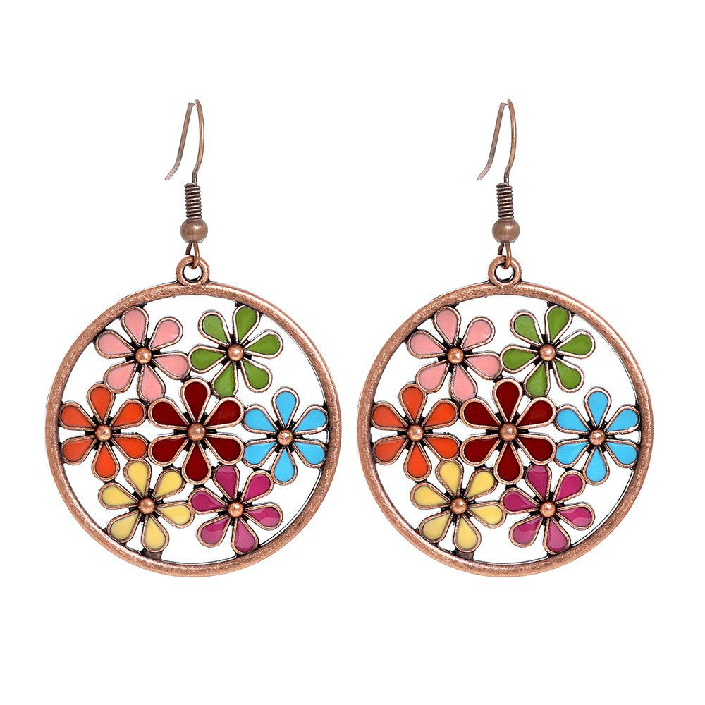 Wholesale Alloy Vintage Flower Earrings Set Bohemian Style Jewelry Accessory