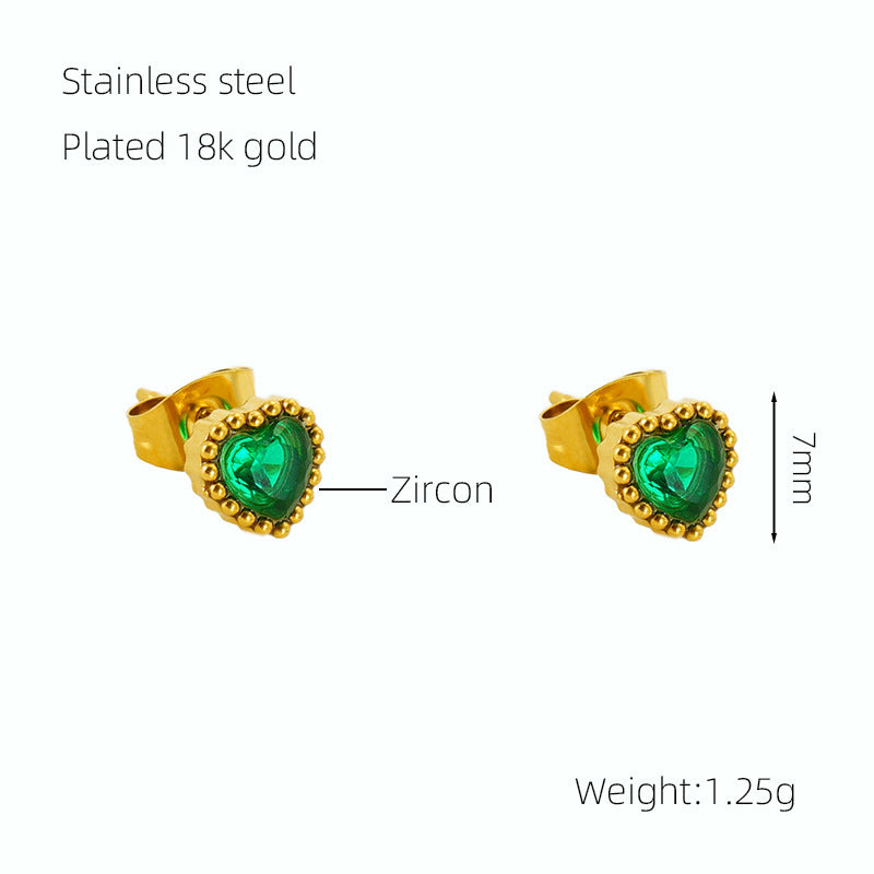 Wholesale  stainless steel new inlaid zircon love small earrings