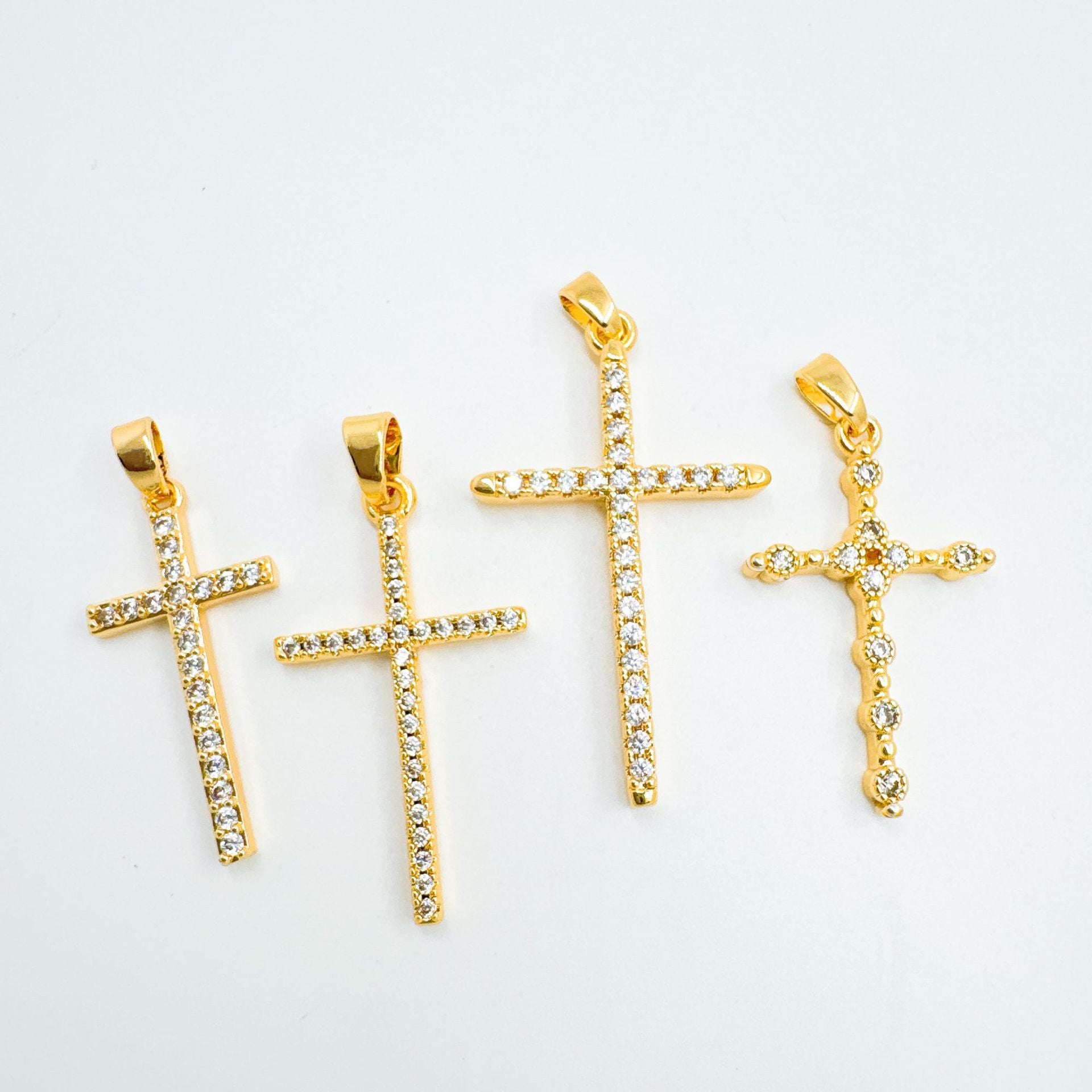 Wholesale Gold Plated Cross Necklace with Zircon Inlay,  Fashion Accessory for Women