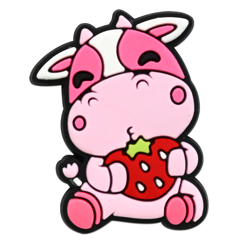 Random 100pcs Cute Cow PVC Soft Rubber Shoe Buckle Decoration ACC-SC-RYY067