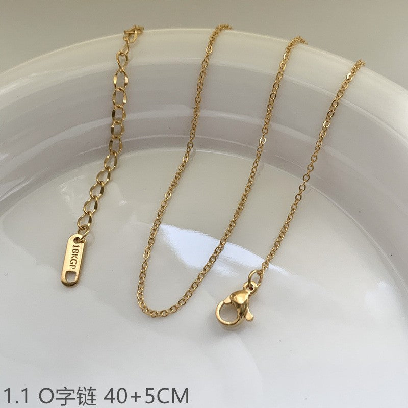 Wholesale Cross chain box chain snake bone chain titanium steel plated 24k golden sunflower clavicle chain