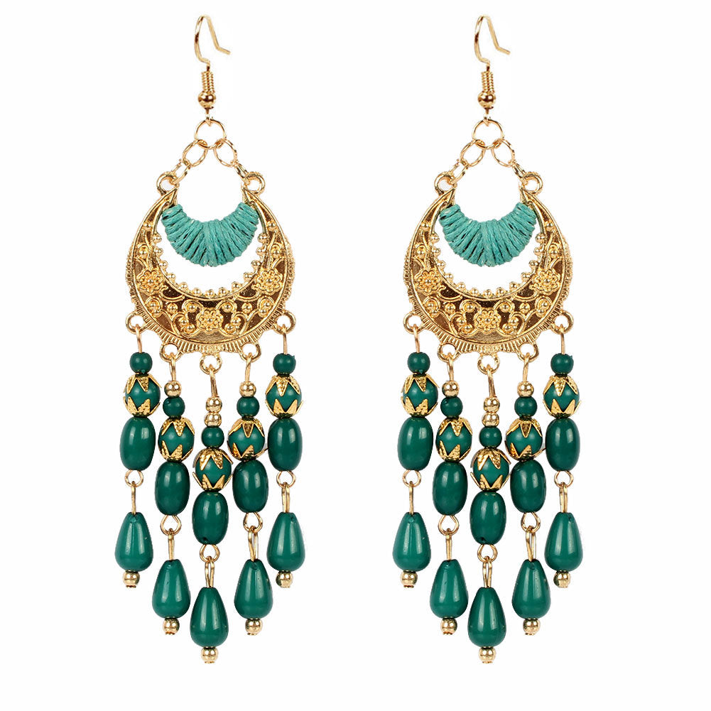 Wholesale Water Drop Tassel Bohemian Crescent Earrings ACC-ES-Tengc001