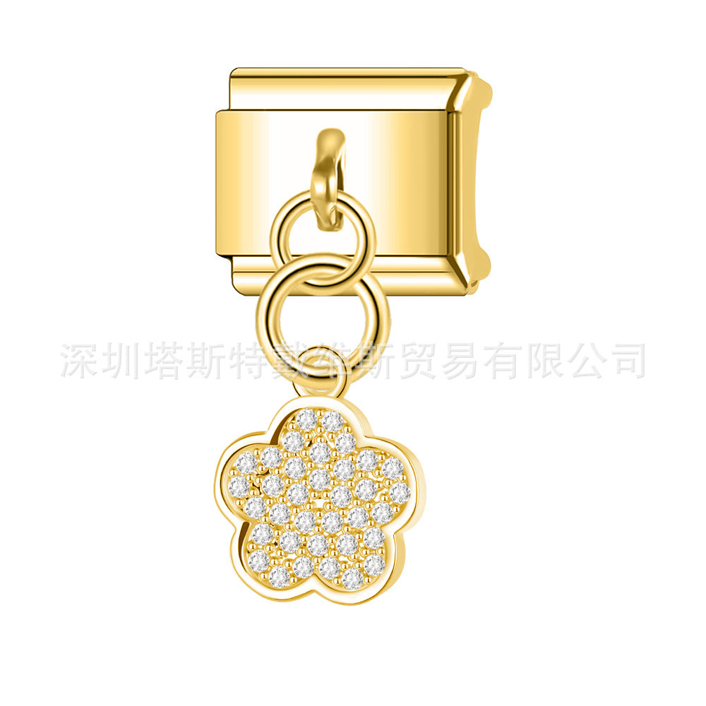 Wholesale Electroplated Alloy Heart Shaped Modular DIY Pendant Bracelet Gift Fashion Accessory