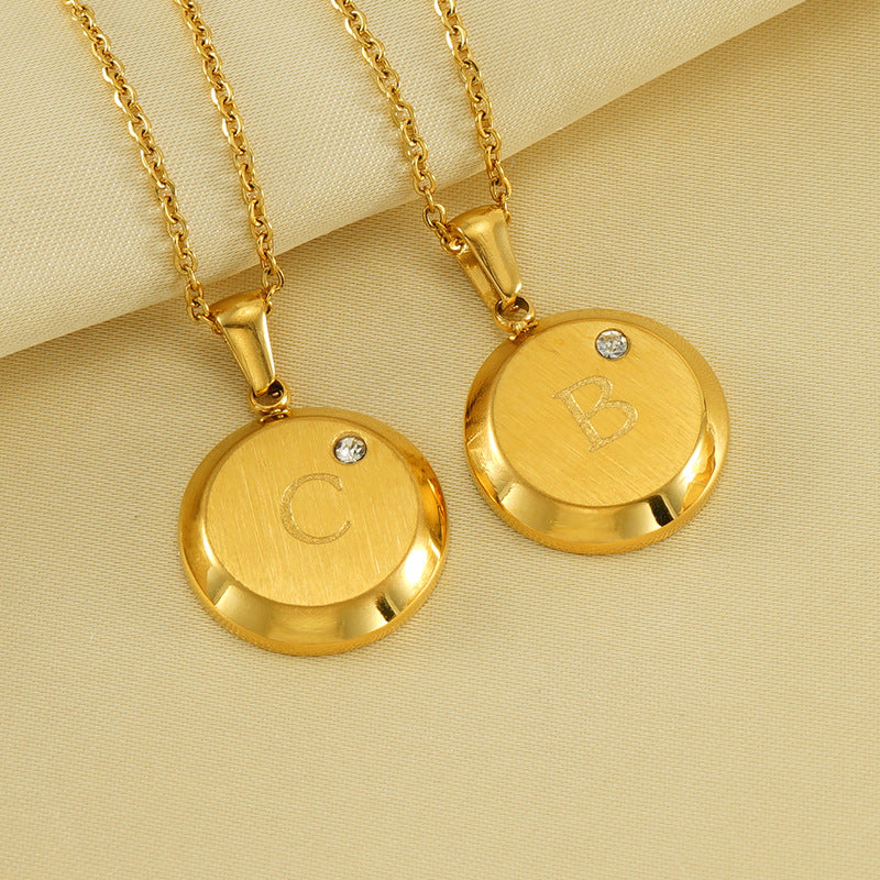 Wholesale Stainless Steel 26 Letter Diamond Necklace