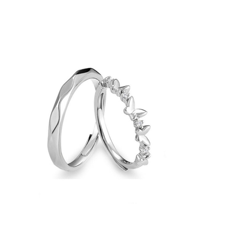 Wholesale  S925 Sterling Silver Micro-inlaid Butterfly Couple Ring