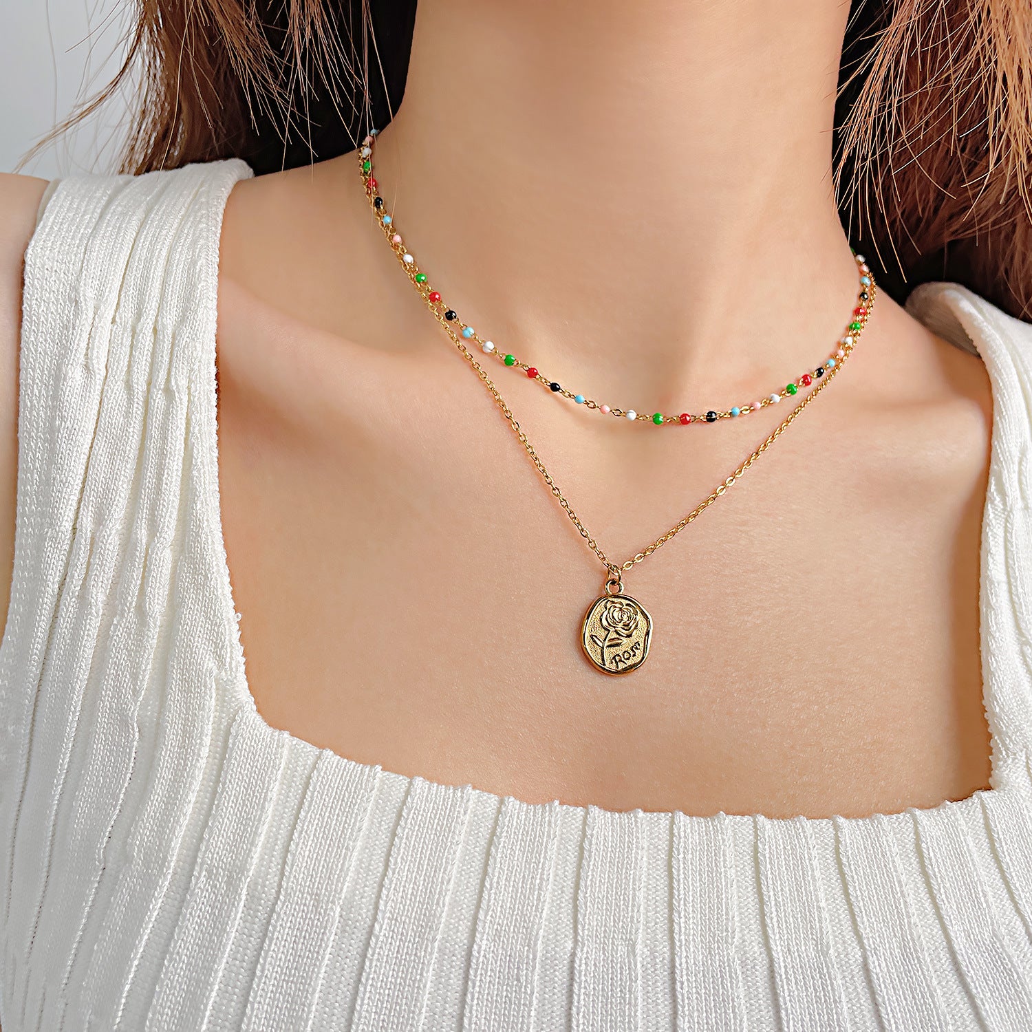 Wholesale double-layer clavicle chain accessories stainless steel necklace