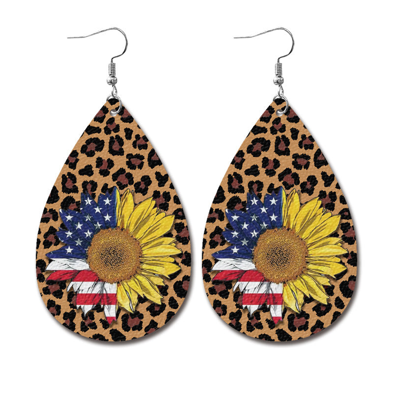 Wholesale  Independence Day leather earrings