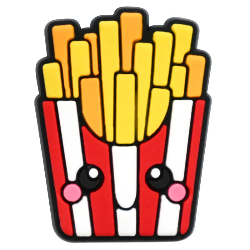 Wholesale Random 100pcs Cartoon Food Series  PVC Soft Rubber Shoe Buckle Decoration