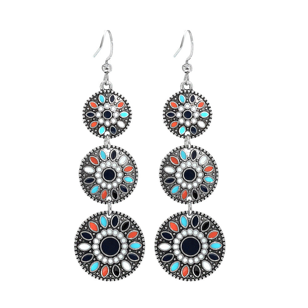 Wholesale Alloy Vintage Flower Earrings Set Bohemian Style Jewelry Accessory