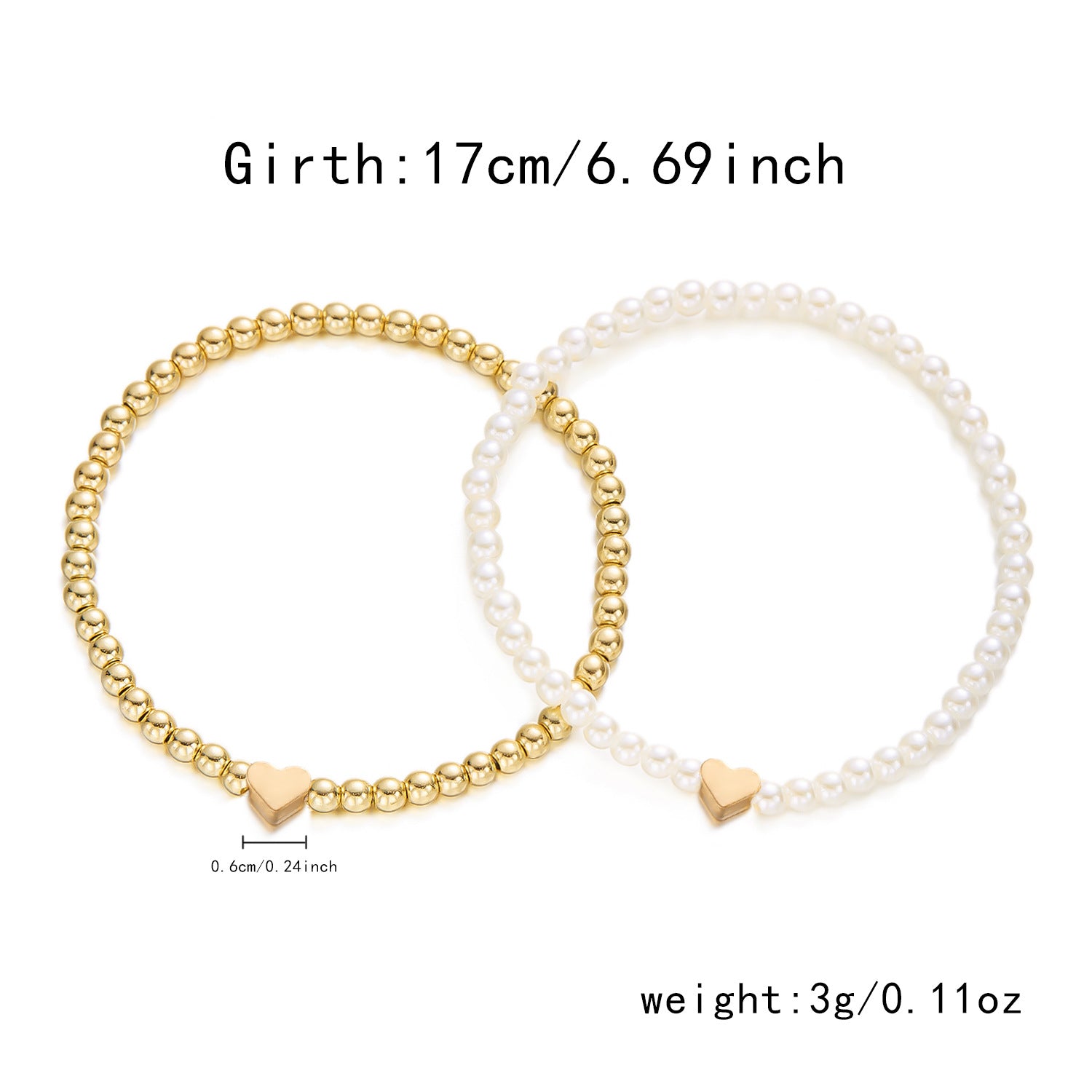 Wholesale  Light Luxury Love Heart Pearl Double Layer Bracelet