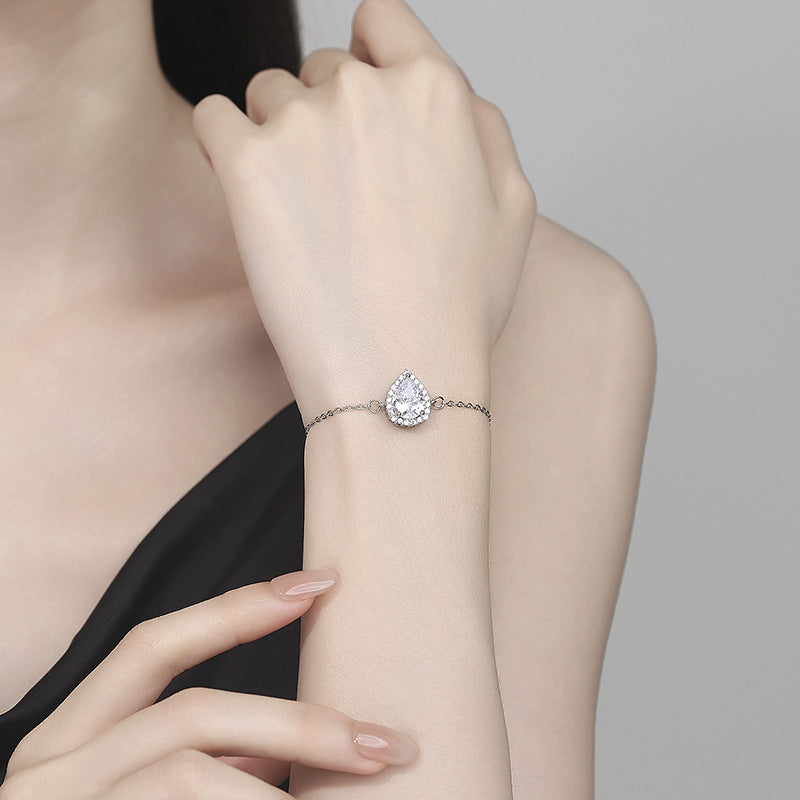Wholesale Live Broadcast Hot-Selling New Water Drop Bracelet Inlaid with Eight Hearts and Eight Arrows Zircon Imitation Moissanite Bracelet Bracelet