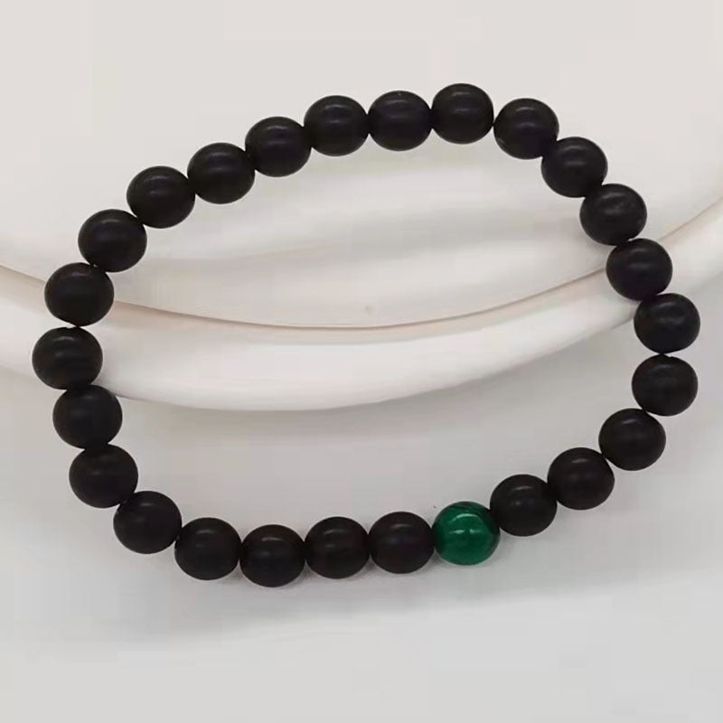 Wholesale  8mm dumb black frosted stone malachite couple bracelet
