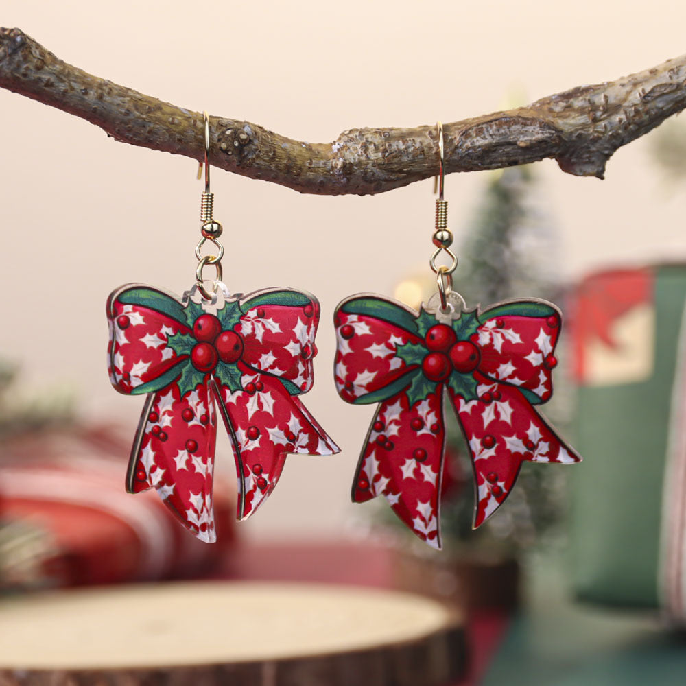 Wholesale Christmas bow acrylic earrings