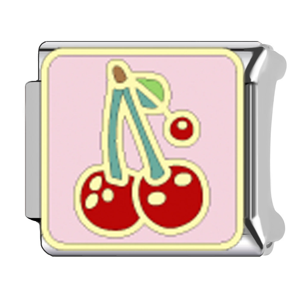 Wholesale  Italian Charm Bracelet 9mm DIY  fruit cherry Creative Stainless Steel Composable Bracelet