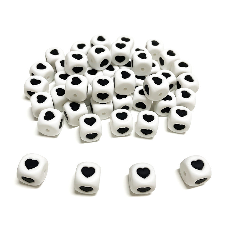 Wholesale 50PCS 12MM Five Pointed Star Love Dice Silicone Beads ACC-BDS-WDX002