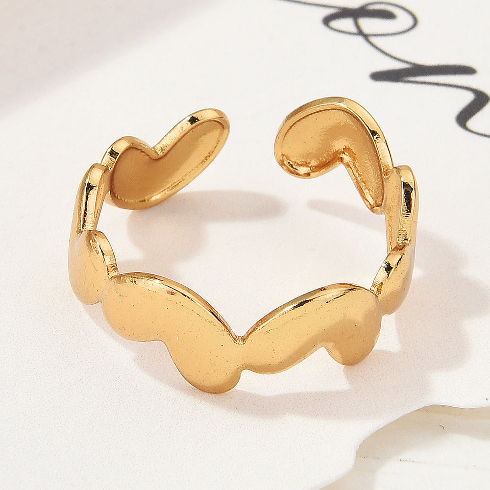 Wholesale Gold Plated Titanium Steel Geometric Eye Adjustable Ring Boutique Resale