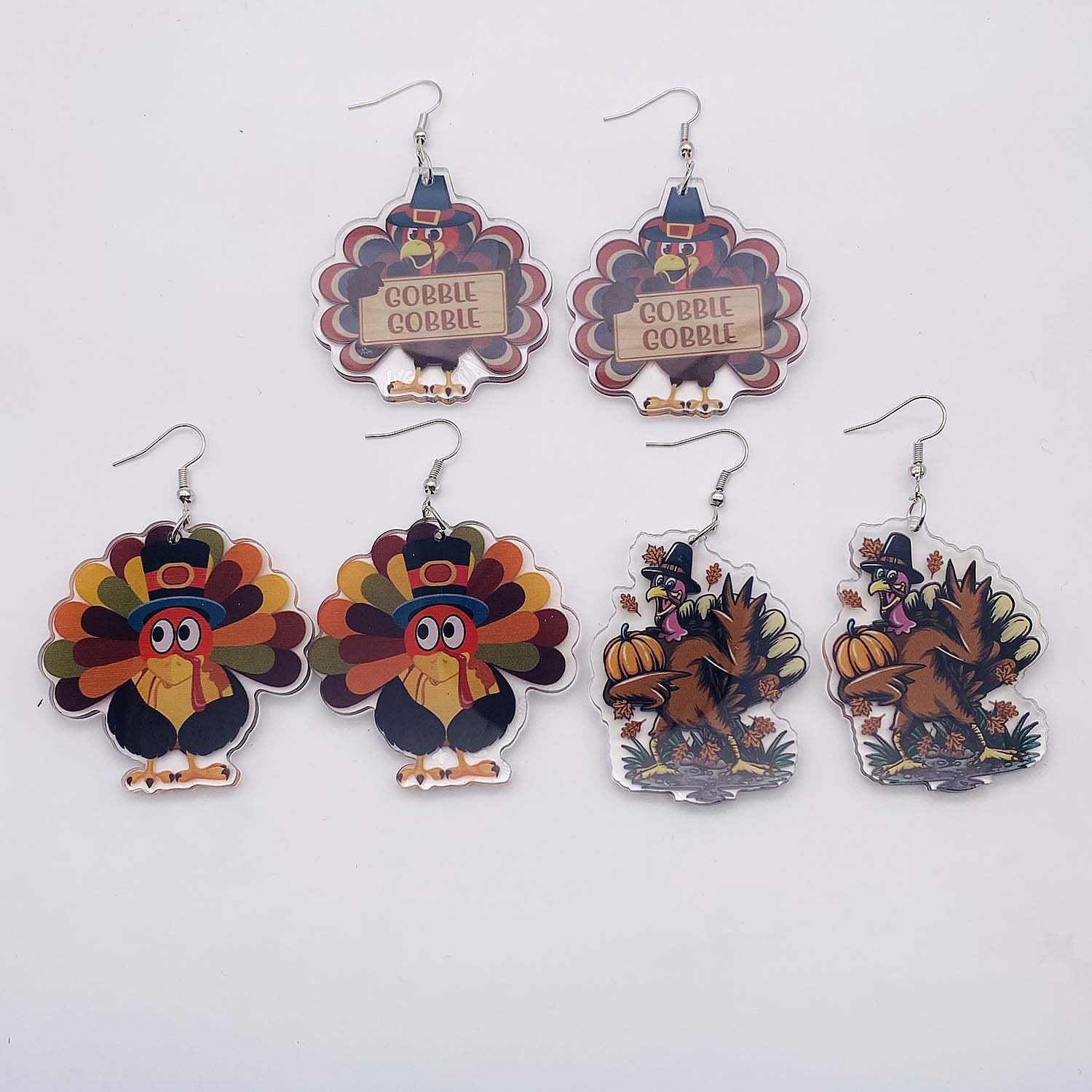 Wholesale Thanksgiving Turkey Pumpkin Acrylic Earrings ACC-ES-ChenY027