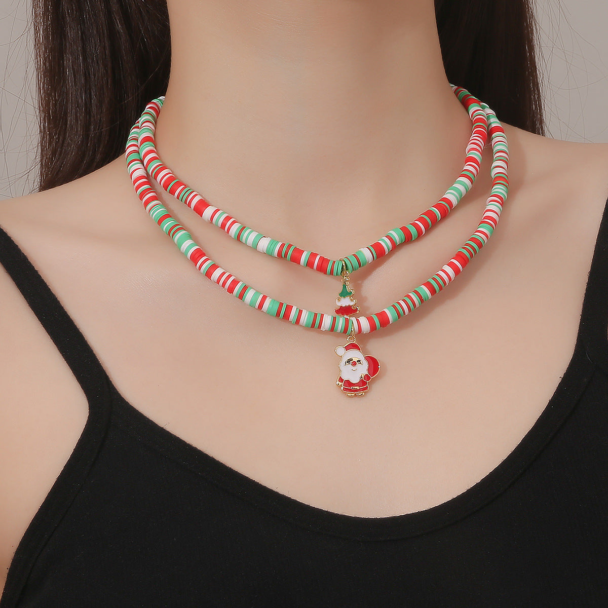 Wholesale Christmas Soft clay Necklace  Multi-Layer Choker Necklace