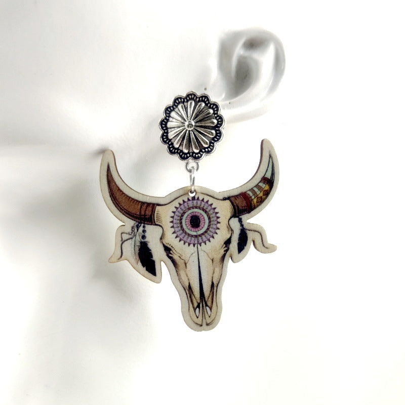 Wholesale Western Style Cowboy Earrings Vintage Wood Earrings ACC-ES-Yinx001