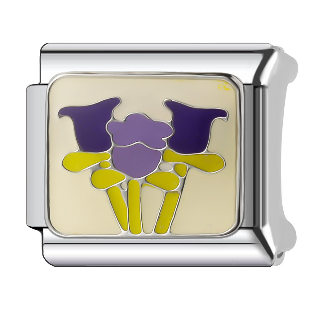 Wholesale Italian Charm Bracelet 9mm DIY Splicing Floral Collection Stainless Steel Composable Bracelet