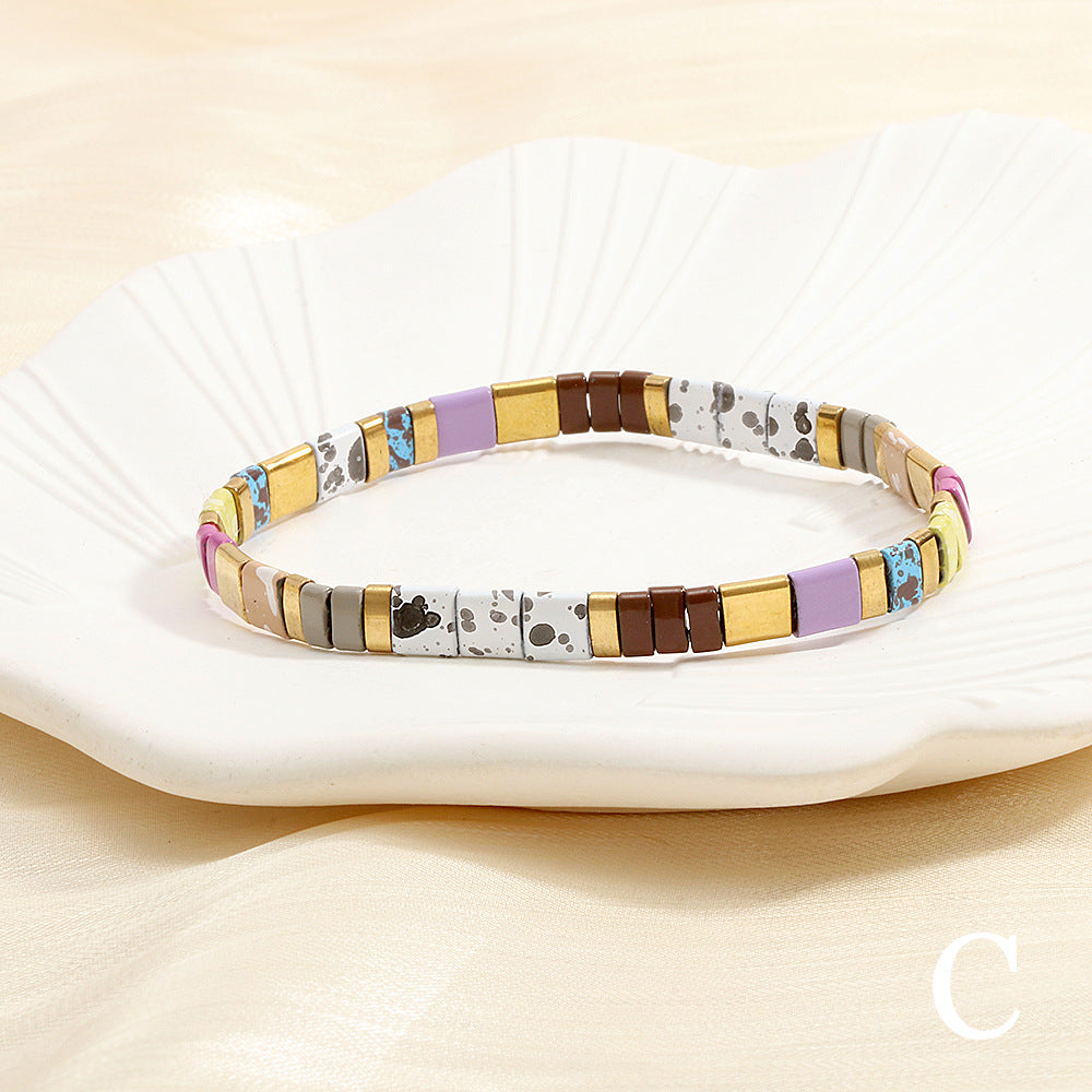 Wholesale Pull-on beaded bracelet Simple Bohemian hand-woven stretch bracelet