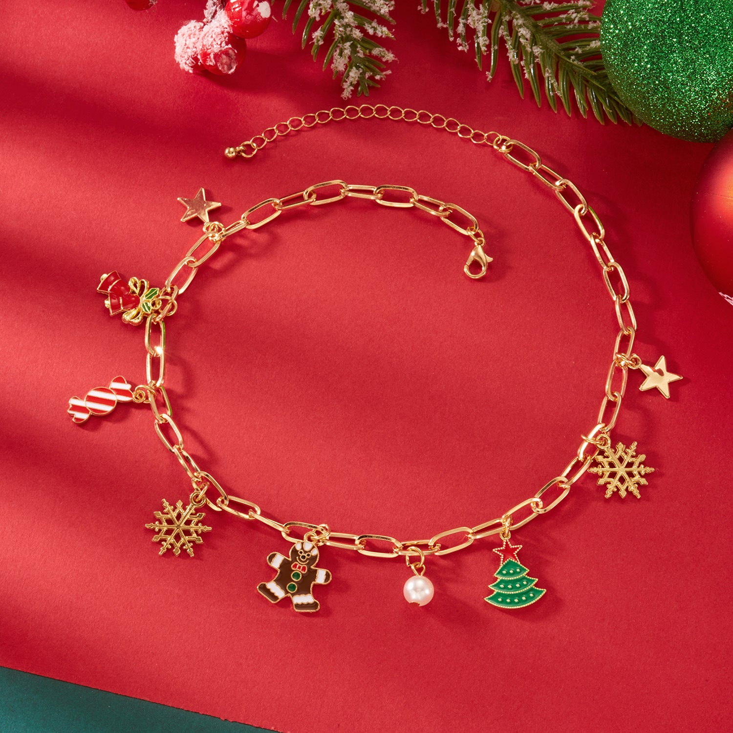 Wholesale Christmas Gingerbread Man Snowflake Multi-Accessory Candy Earrings Bracelet Necklace Set