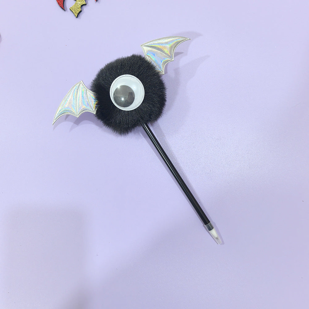 Wholesale Halloween stationery big eyes bat wings plush pen
